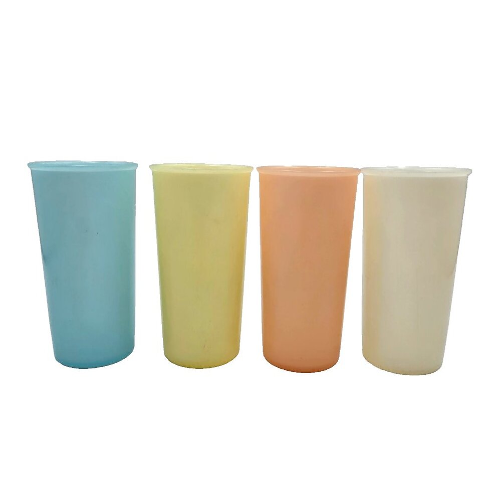 Tupperware Vintage Pastel Tumblers 117 Juice Cups Child Size Lot Of 4 Read